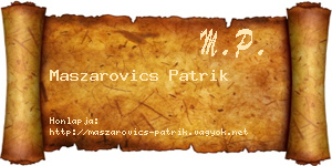 Maszarovics Patrik névjegykártya